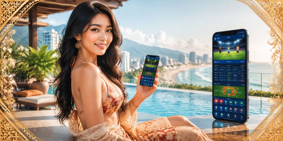 Người dùng tại Đà Nẵng mở ứng dụng casino trên điện thoại bên bờ biển buổi chiều